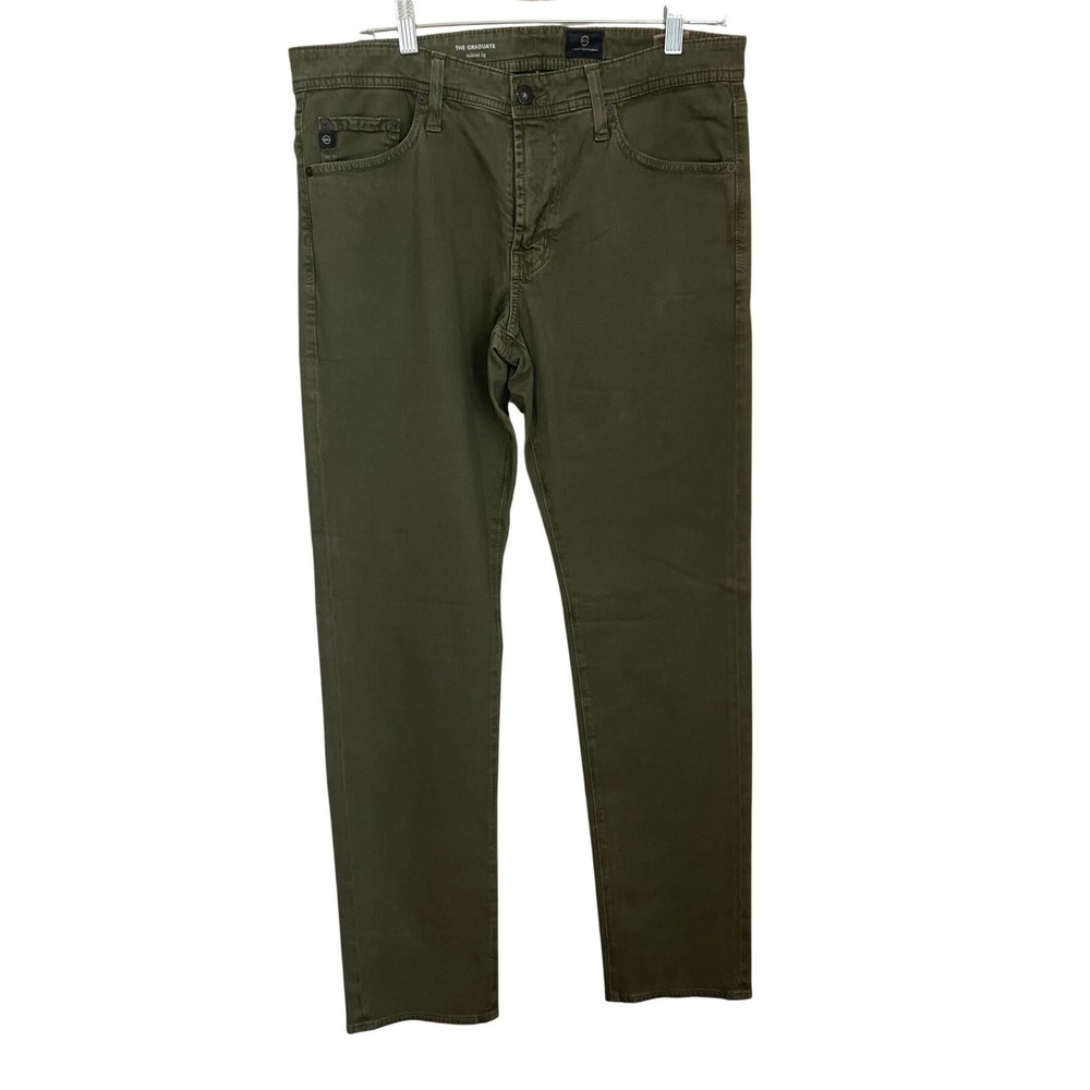 AG Adriano Goldschmied The Graduate Tailored Leg Chino Pants Olive Green 32x34